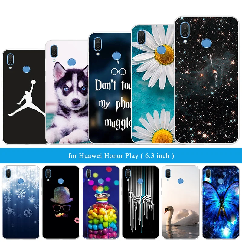 6 3 дюймов для huawei Honor Play роскошный мягкий силиконовый черный корпус чехол