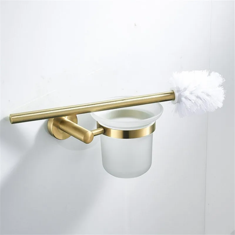 Toilet Brush Holder Stainless Steel Wall Mounted Bath Shelf Bathroom Hardware Brushed Gold Brush Rack With Glass Cup Accessory
Toilet Brush Holder Stainless Steel Wall Mounted Bath Shelf Bathroom Hardware Brushed Gold Brush Rack With Glass Cup Accessory