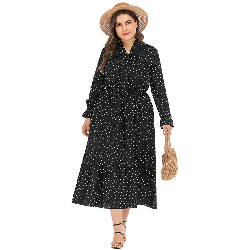 Black Dot Print Plus Size Dress Bow V-neck High Waist Long Sleeved Elegant Beach Dresses Women Clothing TZ9115
Black Dot Print Plus Size Dress Bow V-neck High Waist Long Sleeved Elegant Beach Dresses Women Clothing TZ9115