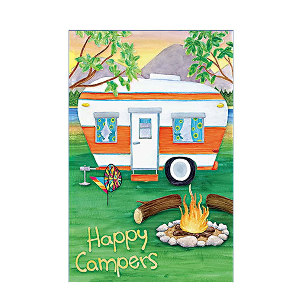 Фото Happy Campers декоративный уличный флаг создание воспоминаний баннеры с двусторонней