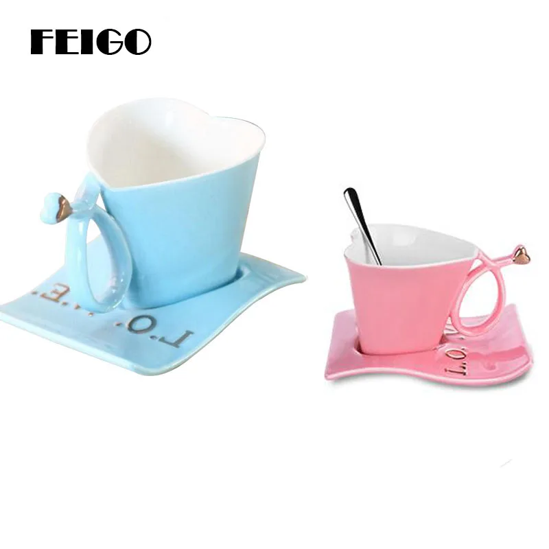 FEIGO Cute 200ml Heart Shape Mug Ceramic Coffee Cups Set Coffee Cup+Saucer Loves Tea Cup Set For Couple Mugs Fashion Gift F374
FEIGO Cute 200ml Heart Shape Mug Ceramic Coffee Cups Set Coffee Cup+Saucer Loves Tea Cup Set For Couple Mugs Fashion Gift F374