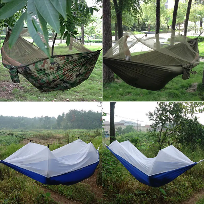 New Portable High Strength Parachute Fabric Hammock Hanging Bed with Mosquito Net 3 Colors
New Portable High Strength Parachute Fabric Hammock Hanging Bed with Mosquito Net 3 Colors