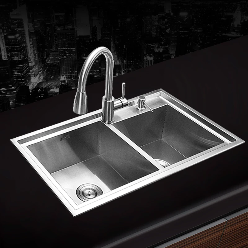 (780*430*220mm) 304 Stainless steel undermount Hand-made Kitchen Sink + Faucet + Strainer Set & Rinse Basket& Soap Dispenser
(780*430*220mm) 304 Stainless steel undermount Hand-made Kitchen Sink + Faucet + Strainer Set & Rinse Basket& Soap Dispenser