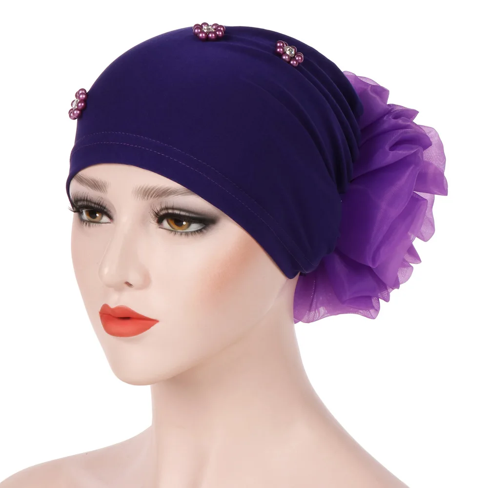 12PCS Women Fashion 2019 Beading India Hat Muslim Ruffle Cancer Chemo Beanie Scarf Turban Wrap Cap Bonnet Random Color | Аксессуары для