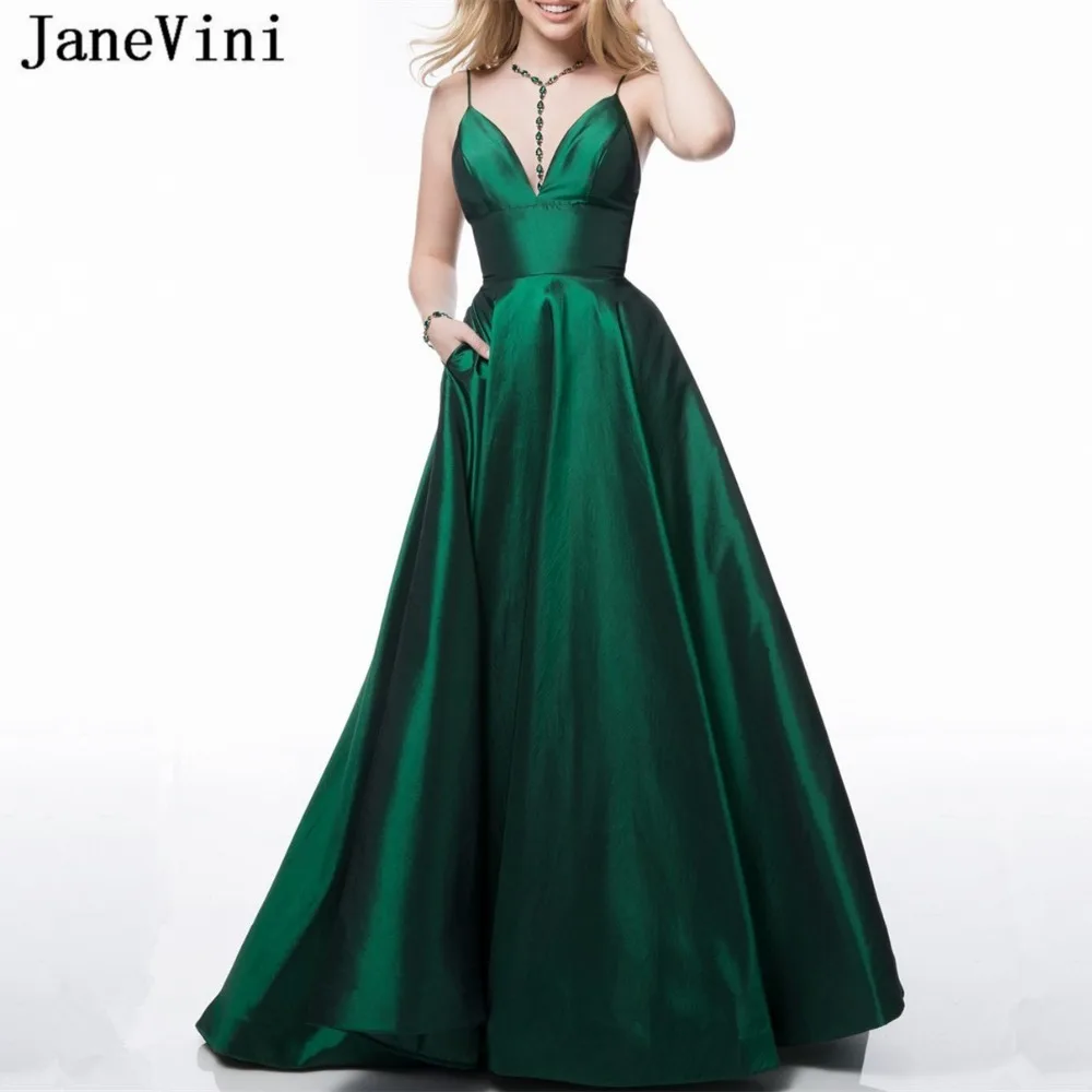 JaneVini Dark Green A Line Prom Dresses Plus Size Long 2019 Sexy Spaghetti Straps Taffeta Sweep Train Backless Vestidos De Gala
JaneVini Dark Green A Line Prom Dresses Plus Size Long 2019 Sexy Spaghetti Straps Taffeta Sweep Train Backless Vestidos De Gala