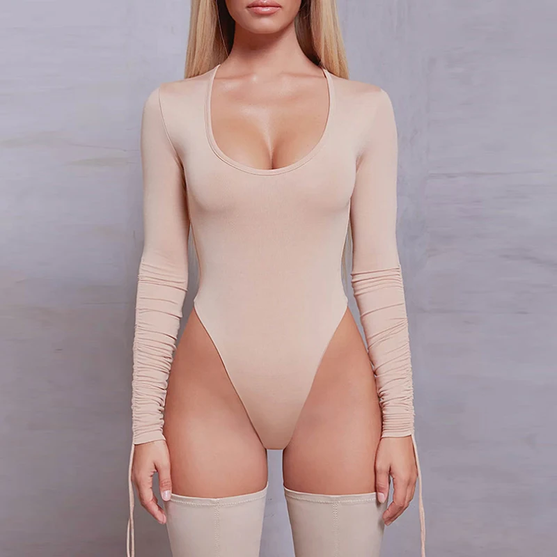Women Bodysuits Apricot Black U neck Sexy Jumpsuits Ruched Lace up Long Sleeve Body Suit Bodycon Sheath Playsuit Bodysuit
Women Bodysuits Apricot Black U neck Sexy Jumpsuits Ruched Lace up Long Sleeve Body Suit Bodycon Sheath Playsuit Bodysuit