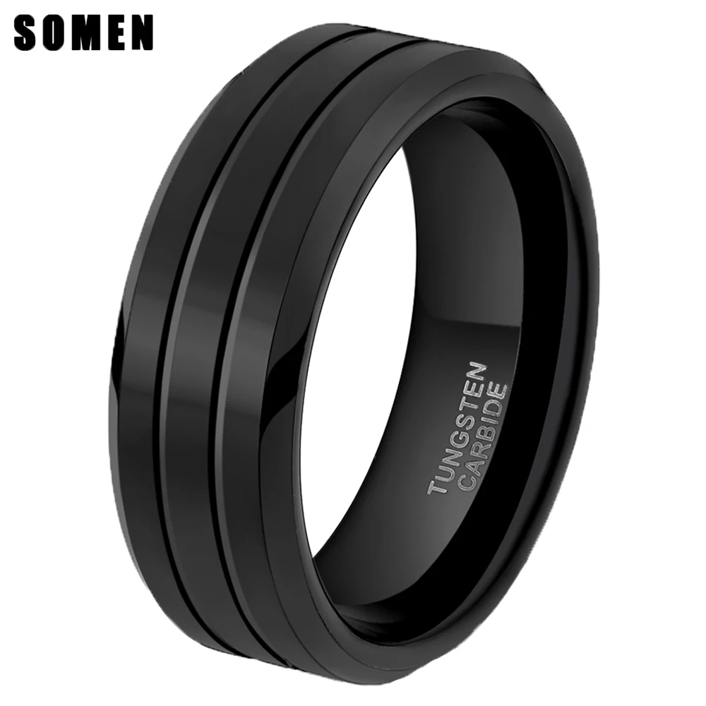 Somen Ring Men 8mm Pure Black Tungsten Carbide Ring Two Groove Classic Wedding Band Male Jewelry Engagement Rings Bague Homme
Somen Ring Men 8mm Pure Black Tungsten Carbide Ring Two Groove Classic Wedding Band Male Jewelry Engagement Rings Bague Homme