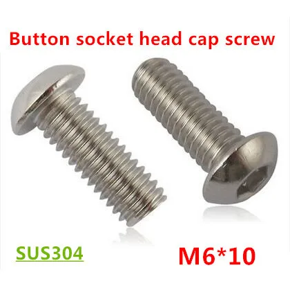 100pcs ISO7380 M6*10 Hexagon Socket Button Head Screws 304 Stainless steel m6x10 Mushroom Allen head Round Machine screws Bolts
100pcs ISO7380 M6*10 Hexagon Socket Button Head Screws 304 Stainless steel m6x10 Mushroom Allen head Round Machine screws Bolts