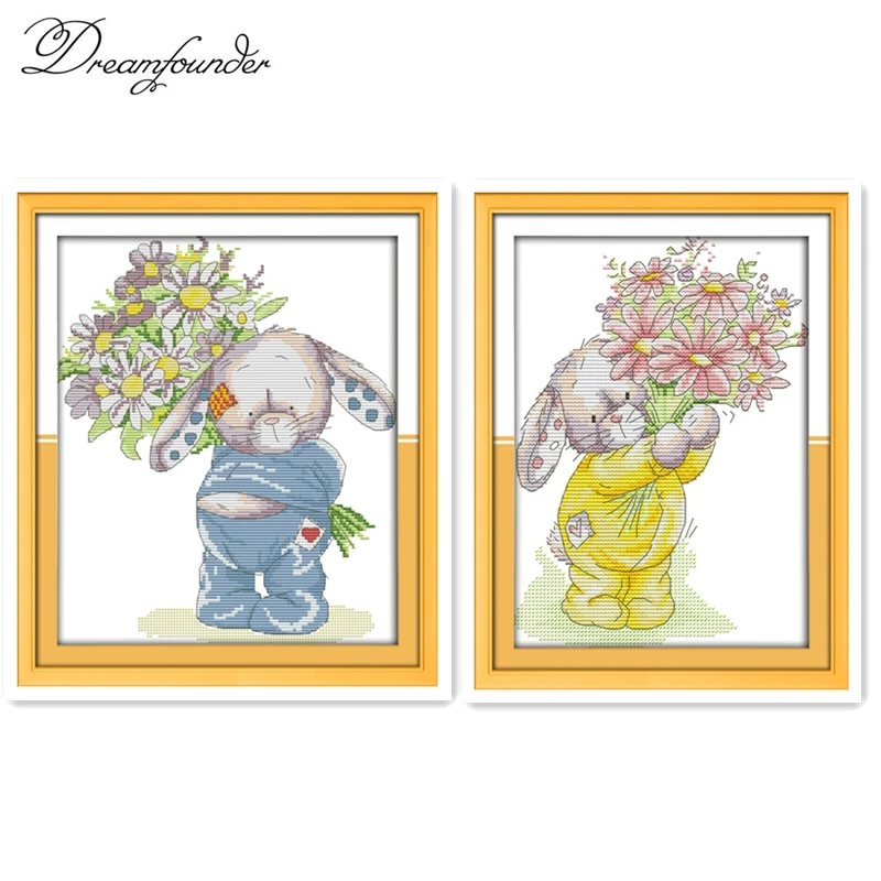 Needlework DIY DMC Cross Stitch Sets For Embroidery Kits Rabbit Present a Bouquet Counted Cross-Stitching 18ct 14ct 11ct plus
Needlework DIY DMC Cross Stitch Sets For Embroidery Kits Rabbit Present a Bouquet Counted Cross-Stitching 18ct 14ct 11ct plus