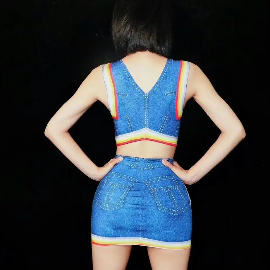 Sexy Denim print split Teacher Costume Bling Stage Show Outfit Performance Jazz Dance Singer Stretch Leotard Adult costumeDJ246
Sexy Denim print split Teacher Costume Bling Stage Show Outfit Performance Jazz Dance Singer Stretch Leotard Adult costumeDJ246