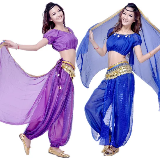 Фото Комплект для индийского танца живота Женский танцевальный костюм топ + брюки