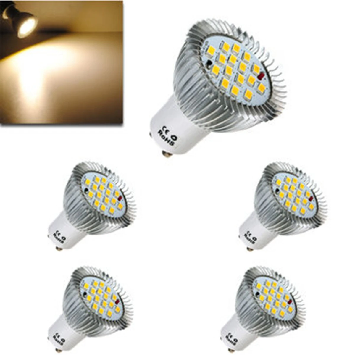 

5x 6.4W LED Light Bulb GU10 16 LED 5630 SMD Energy Saving Lamp Bulb Spotlight Spot Lights Bulbs Warm White Lighting AC 85-265V