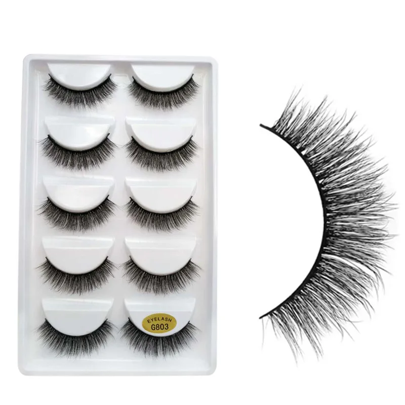5 Pairs Hand-made 3D Real Mink 5 Pairs/Box False Eyelashes Reusable Soft Long Natural Look Black Fake Eye Lashes Winged Messy
5 Pairs Hand-made 3D Real Mink 5 Pairs/Box False Eyelashes Reusable Soft Long Natural Look Black Fake Eye Lashes Winged Messy