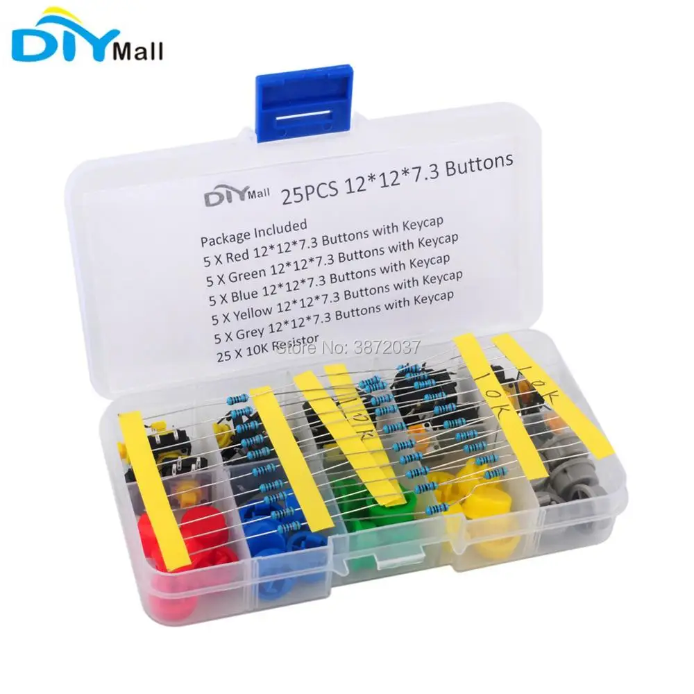 25pcs/lot Tactile Push Button Tact Switch 10K Resistor for Breadboard 12*12*7.3mm
25pcs/lot Tactile Push Button Tact Switch 10K Resistor for Breadboard 12*12*7.3mm