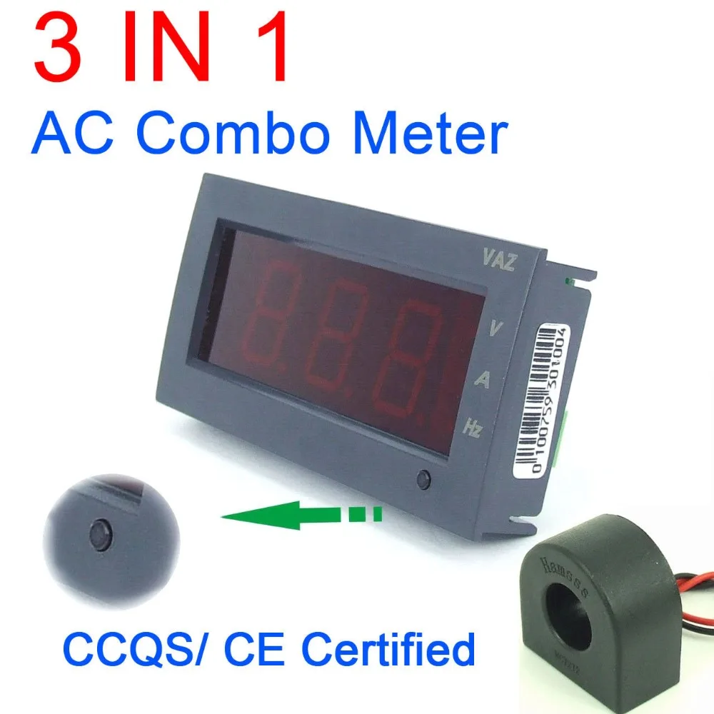 3in1 AC 100A 600V 100Hz Meter Voltmeter + Ammeter + Frequency METER 110V 220v 380V Voltage current Frequency
3in1 AC 100A 600V 100Hz Meter Voltmeter + Ammeter + Frequency METER 110V 220v 380V Voltage current Frequency