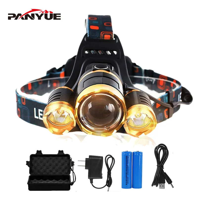 PANYUE USB Rechargeable Headlamp 3*LED XML T6 Headlight 3000 Lumens LED Headlamp Zoomable Head Flashlight Torch 4-Modes
PANYUE USB Rechargeable Headlamp 3*LED XML T6 Headlight 3000 Lumens LED Headlamp Zoomable Head Flashlight Torch 4-Modes