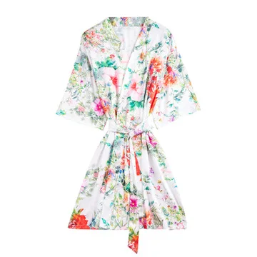 Herislim Silk Satin Floral Print Short Kimono Robe V Neck Half Sleeve Wedding Bride Bridesmaid Robe Sexy Sleepwear Dressing Gown
Herislim Silk Satin Floral Print Short Kimono Robe V Neck Half Sleeve Wedding Bride Bridesmaid Robe Sexy Sleepwear Dressing Gown