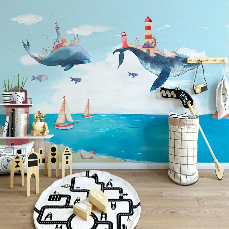 Custom 3D Cartoon Murals Wallpaper Creative watercolor Mediterranean Sea Whale Photo Wall Cloth Children Kids Bedroom Wall Paper
Custom 3D Cartoon Murals Wallpaper Creative watercolor Mediterranean Sea Whale Photo Wall Cloth Children Kids Bedroom Wall Paper