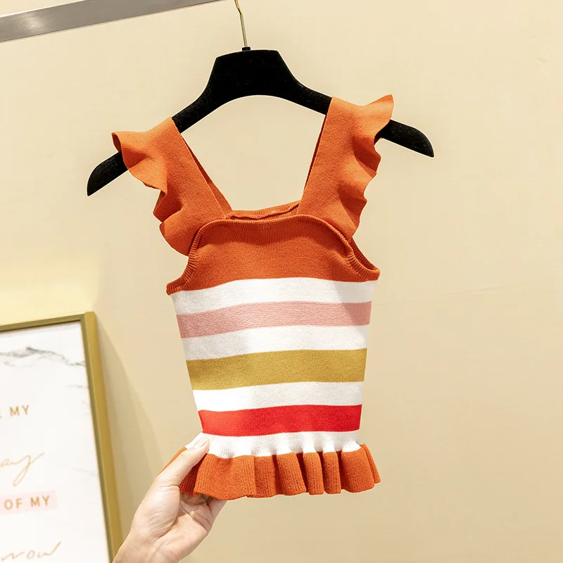 Striped Tops Women Sexy Knitted Tank Tops Vest Summer Camisole Women Tank Top Fitness Femme T shirt
Striped Tops Women Sexy Knitted Tank Tops Vest Summer Camisole Women Tank Top Fitness Femme T shirt