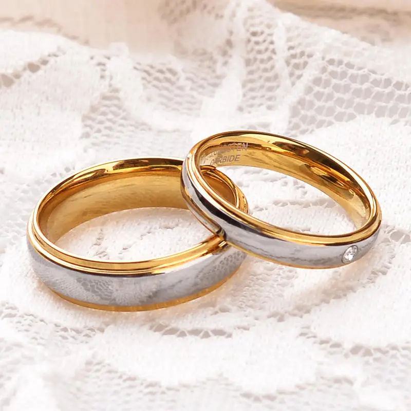 Романтичные обручальные кольца из вольфрама с камнями для соответствия