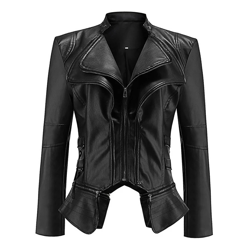 Spring Autumn Women Short Leather Jacket High quality PU Leather Splice locomotive Tops Female Slim Black Small Coat Plus size
Spring Autumn Women Short Leather Jacket High quality PU Leather Splice locomotive Tops Female Slim Black Small Coat Plus size