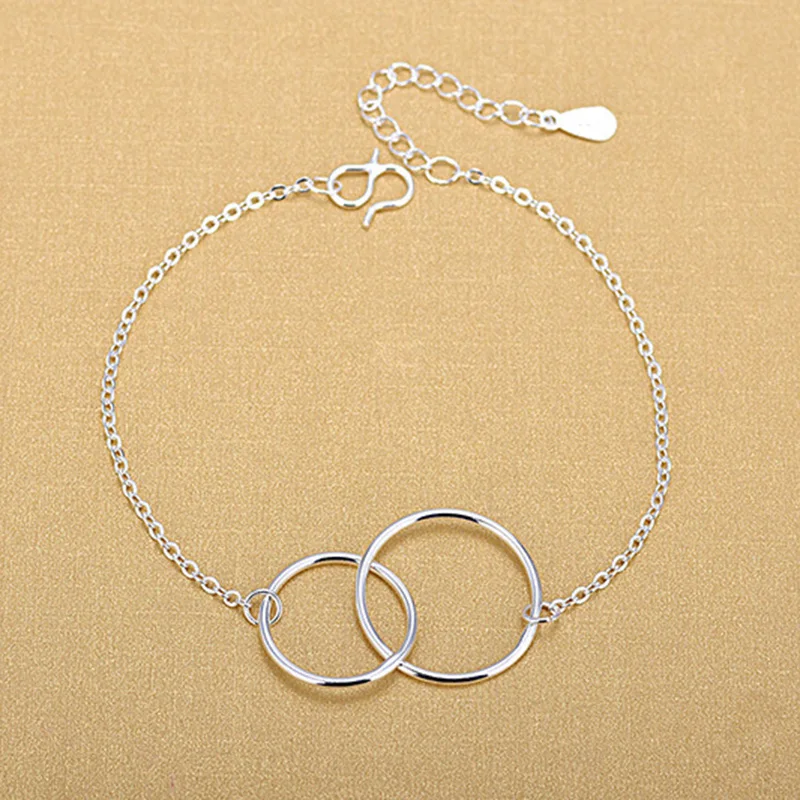 YAOLOGE New Fashion Simple 925 Sterling Silver Ladies Sterling Silver Bracelet Double Circle Interlocking Bracelet Jewelry
YAOLOGE New Fashion Simple 925 Sterling Silver Ladies Sterling Silver Bracelet Double Circle Interlocking Bracelet Jewelry