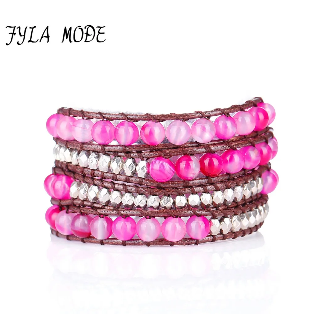 Fyla Mode Natural Quality Rose Red Striped Stone Beaded 4 Wrap Bracelet Braided Rope Bracelets Woven Wrap Bacelets New 2017
Fyla Mode Natural Quality Rose Red Striped Stone Beaded 4 Wrap Bracelet Braided Rope Bracelets Woven Wrap Bacelets New 2017