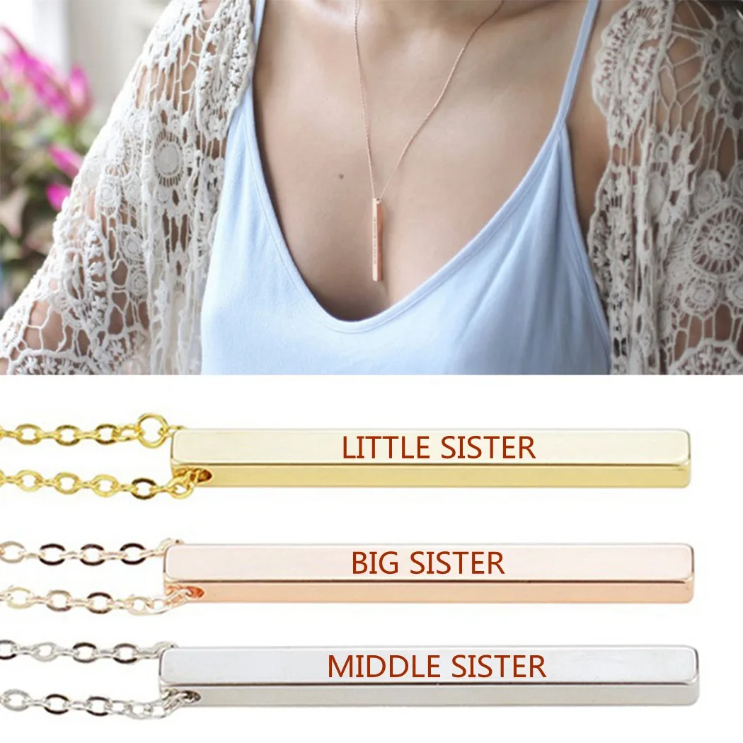 Sisters Gifts BIG SISTER LITTLE SISTER Necklace Stainless Steel Bar Necklace Women Sweater Necklace Sister Jewelry
Sisters Gifts BIG SISTER LITTLE SISTER Necklace Stainless Steel Bar Necklace Women Sweater Necklace Sister Jewelry