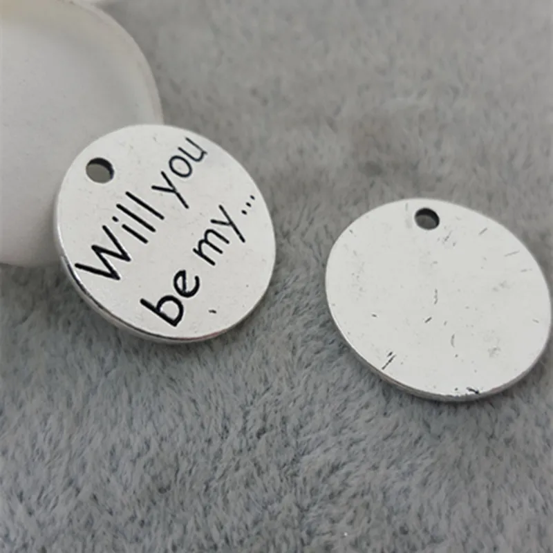 20 pcs/Lot 25mm Antique Silver colour letter printed Will you be my charm round disc message charms
20 pcs/Lot 25mm Antique Silver colour letter printed Will you be my charm round disc message charms