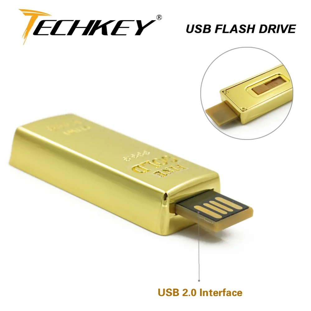 Модный USB флеш накопитель 8 ГБ 16 32 водонепроницаемый супер бык золотая ручка карта