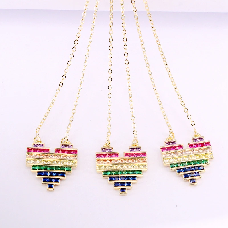 6PCS, Fashion Pendant Heart Shaped Charm Elegant Pendant Gold Filled Rainbow CZ Micro Pave Colorful Zirconia Necklaces
6PCS, Fashion Pendant Heart Shaped Charm Elegant Pendant Gold Filled Rainbow CZ Micro Pave Colorful Zirconia Necklaces