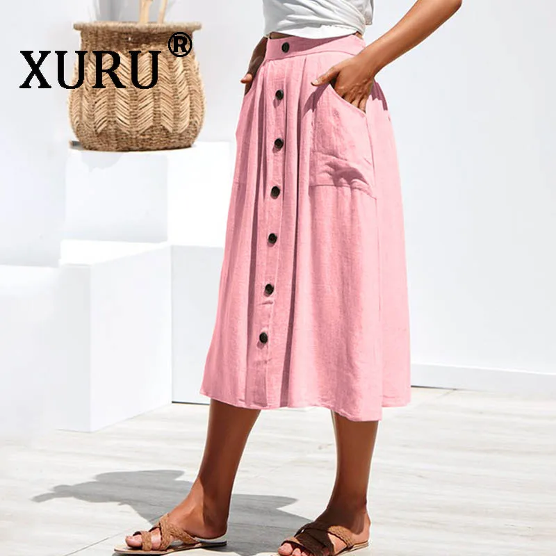 XURU Summer New Women's Pocket Skirt Button Loose Skirt Solid Color Wash Cotton Skirt
XURU Summer New Women's Pocket Skirt Button Loose Skirt Solid Color Wash Cotton Skirt