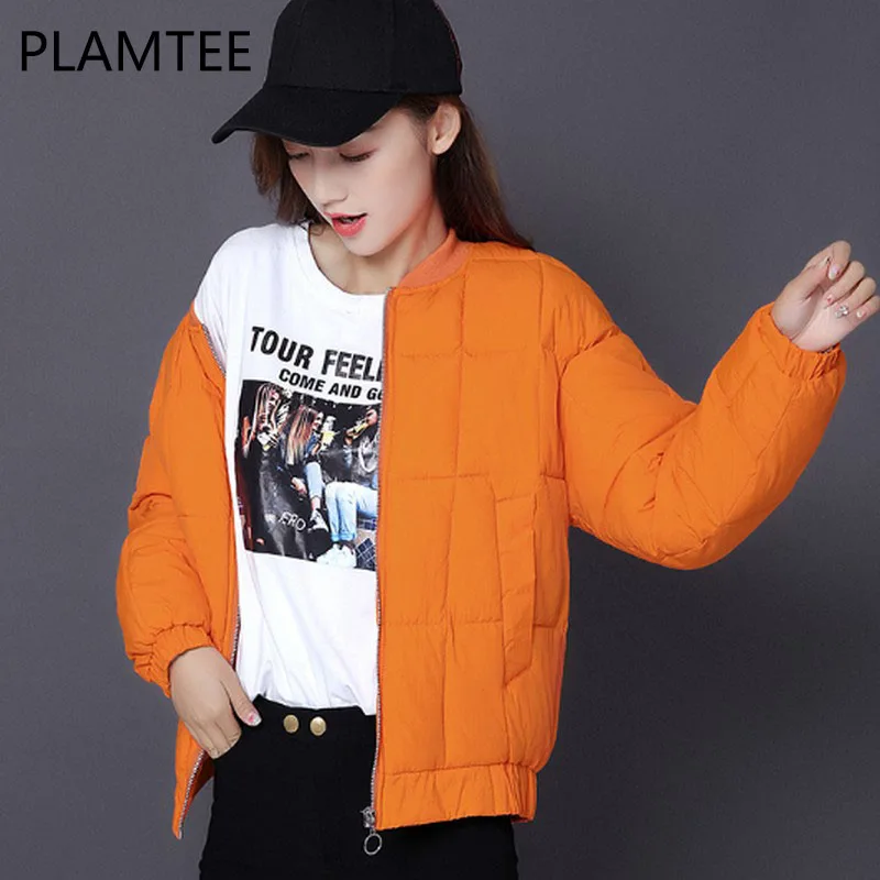 Plamtee зима Женская куртка парка краткое тонкий стенд воротник keepwarm 2017 Одноцветная