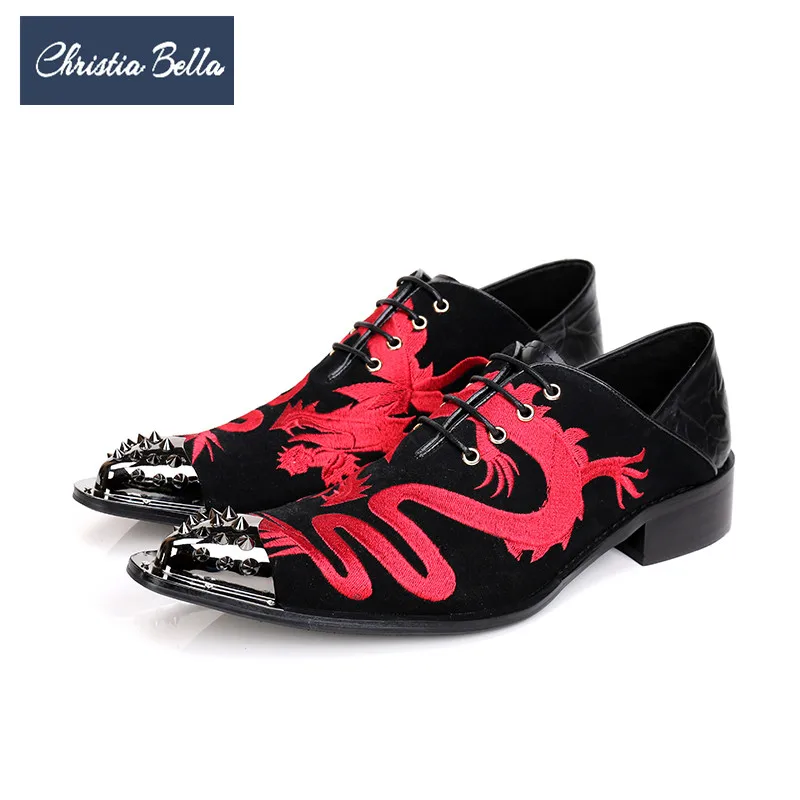 Christia Bella New Designer Dragon Embroidery Men Dress Shoes Wedding Party Genuine Leather Men Oxford Shoes Rivets Brogue Shoes
Christia Bella New Designer Dragon Embroidery Men Dress Shoes Wedding Party Genuine Leather Men Oxford Shoes Rivets Brogue Shoes