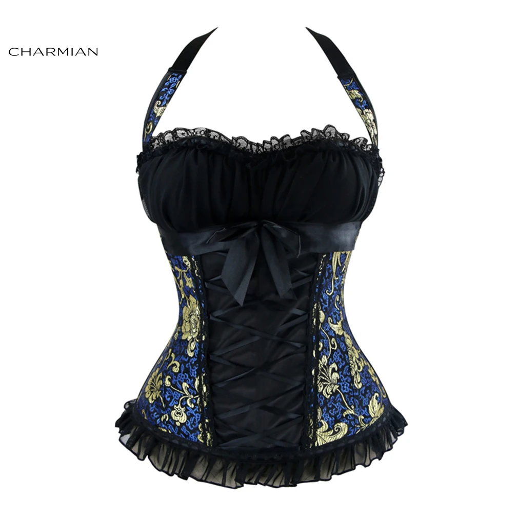 Charmian Women's Vintage Gothic Halter Overbust Corset Sexy Lace Victorian Retro Corsets and Bustiers Waist Trainer Shaper
Charmian Women's Vintage Gothic Halter Overbust Corset Sexy Lace Victorian Retro Corsets and Bustiers Waist Trainer Shaper