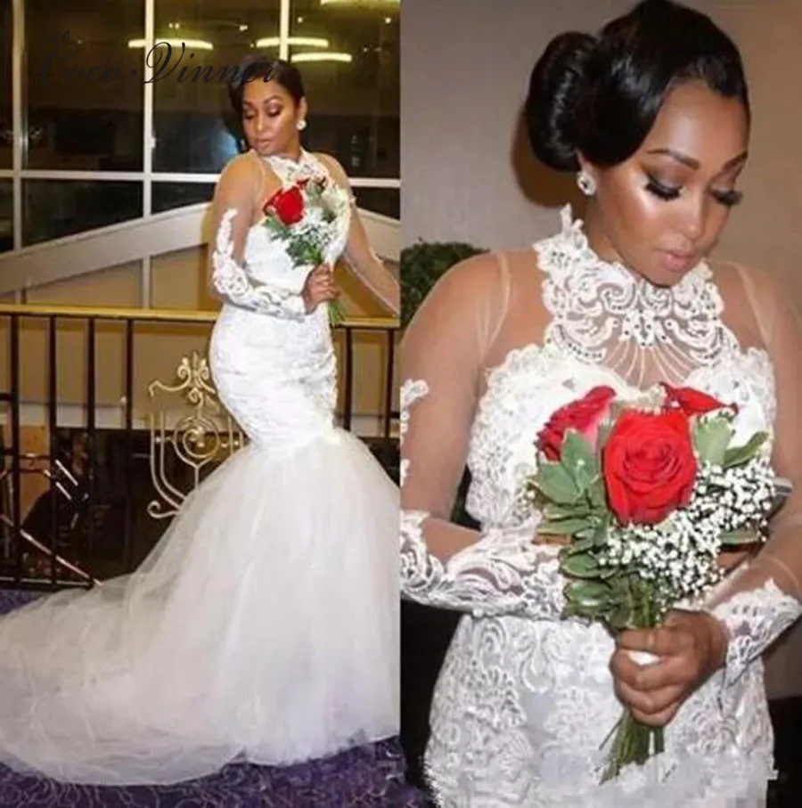 Halter Neck Illusion Sleeve Vintage Emboridery Mermaid Wedding Dress 2020 Africa fashion Long Sleeve White Wedding Gown W0379
Halter Neck Illusion Sleeve Vintage Emboridery Mermaid Wedding Dress 2020 Africa fashion Long Sleeve White Wedding Gown W0379
