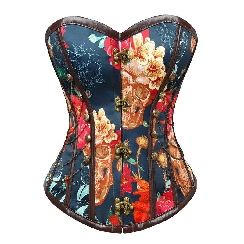 FLOWER SKY Women's Fashion Print Overbust Corset Sexy Navy Floral Casual Corsets and Bustiers with chain Waist Trainer Shapewear
FLOWER SKY Women's Fashion Print Overbust Corset Sexy Navy Floral Casual Corsets and Bustiers with chain Waist Trainer Shapewear