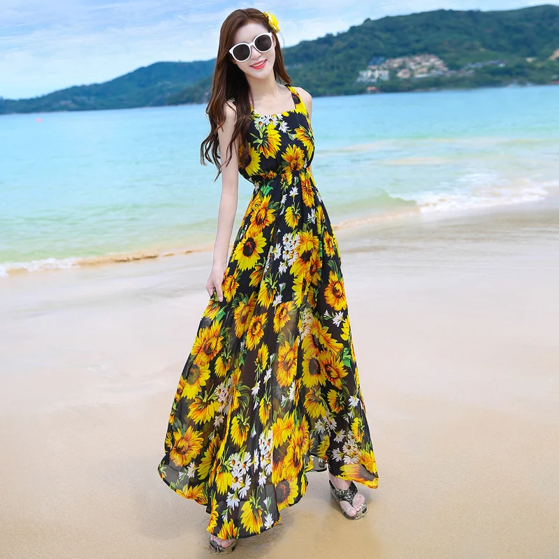 2019 Summer New Elegant Women's Spaghetti Strap Chiffon Dress Bohemian Long Dress Seaside Resort Party Beach Dresses
2019 Summer New Elegant Women's Spaghetti Strap Chiffon Dress Bohemian Long Dress Seaside Resort Party Beach Dresses