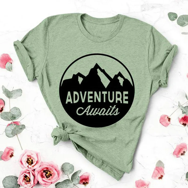 Adventure Awaits T-shirts Women Crewneck Inspirational Graphic Travel Tee Top Casual Camping Outdoor Tshirt Adventure Lover Gift
Adventure Awaits T-shirts Women Crewneck Inspirational Graphic Travel Tee Top Casual Camping Outdoor Tshirt Adventure Lover Gift