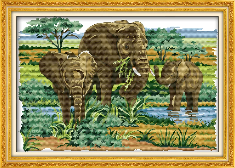 Elephants(2)(foraging) cross stitch kit 14ct 11ct pre stamped canvas cross stitching animal embroidery DIY handmade needlework
Elephants(2)(foraging) cross stitch kit 14ct 11ct pre stamped canvas cross stitching animal embroidery DIY handmade needlework