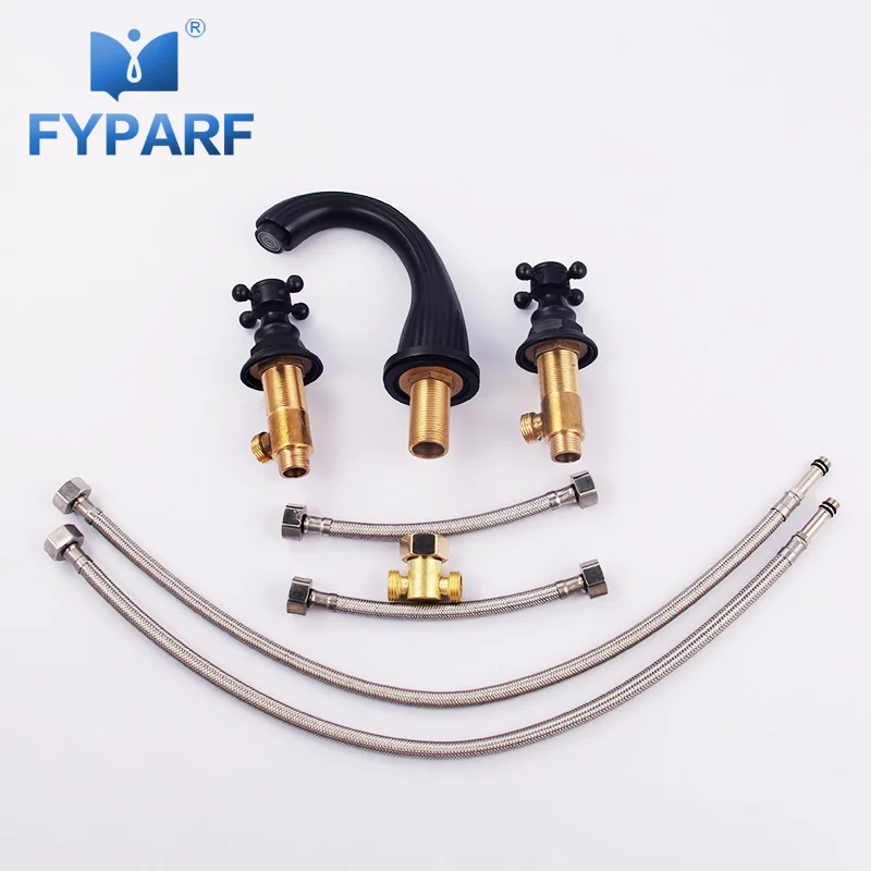 FYPARF Contemporary Black Basin Faucet for Bathroom 3 Hole Double Handle Hot And Cold Water Tap Brass Basin Mixer Bathroom Taps
FYPARF Contemporary Black Basin Faucet for Bathroom 3 Hole Double Handle Hot And Cold Water Tap Brass Basin Mixer Bathroom Taps