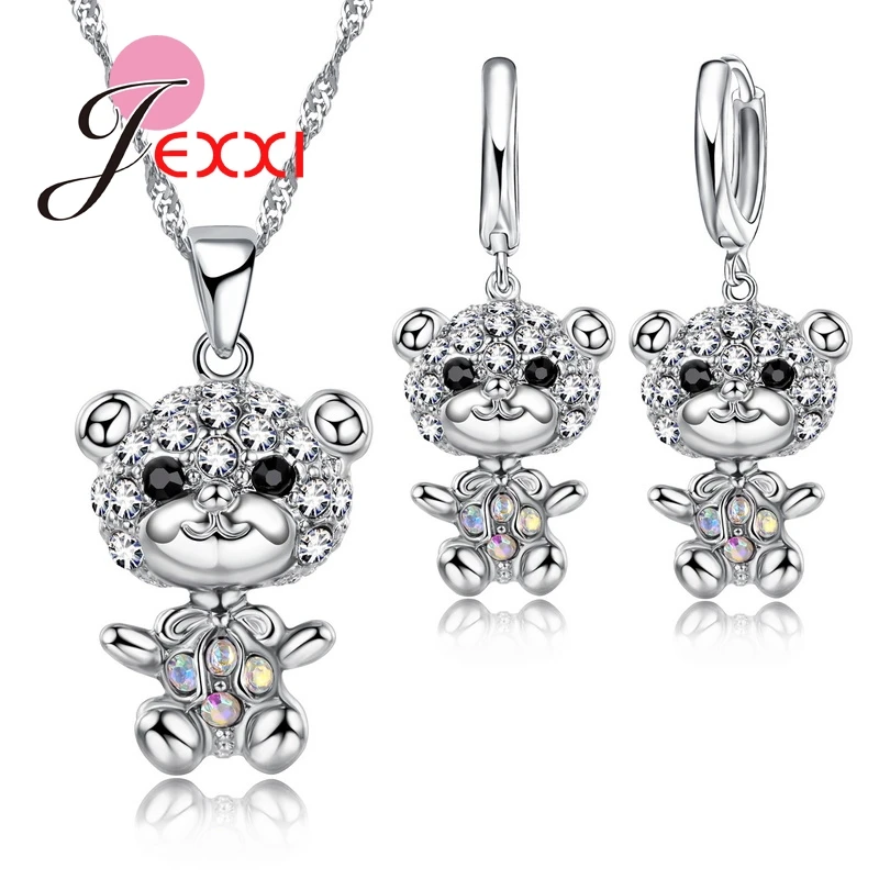 Shiny 925 Sterling Silver ColorBear Austrain Crystal Pendant Necklace Hoop Earring Set Silver Crystal Jewelry Set Girl's Gifts
Shiny 925 Sterling Silver ColorBear Austrain Crystal Pendant Necklace Hoop Earring Set Silver Crystal Jewelry Set Girl's Gifts