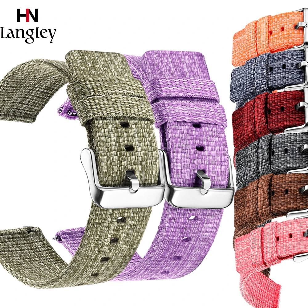 Ремешок нейлоновый для Samsung S2 S3 браслет часов Huawei Watch 1 2 18 20 22 24 мм Часовые