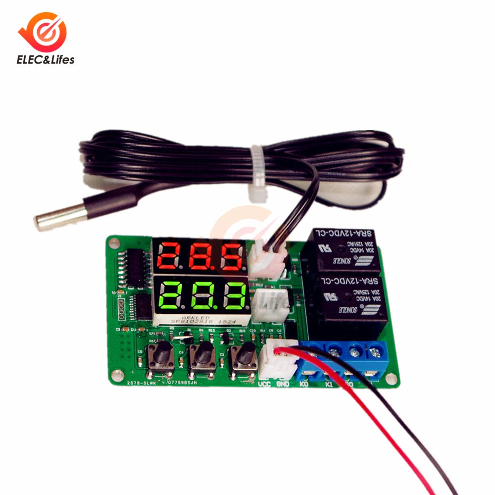 Dual LED Display DC Digital Temperature Controller Thermostat Regulator upper / lower limit dual relay output control switch 12V
Dual LED Display DC Digital Temperature Controller Thermostat Regulator upper / lower limit dual relay output control switch 12V