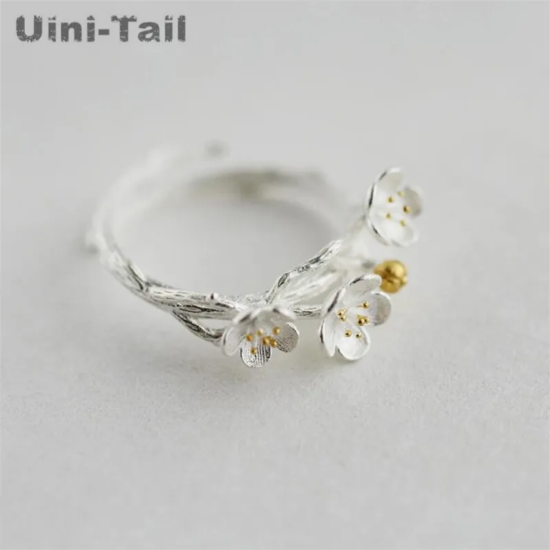 Uini-Tail hot new 925 sterling silver jewelry ring female literary plum blossom opening adjustable ring small fresh flower ring
Uini-Tail hot new 925 sterling silver jewelry ring female literary plum blossom opening adjustable ring small fresh flower ring
