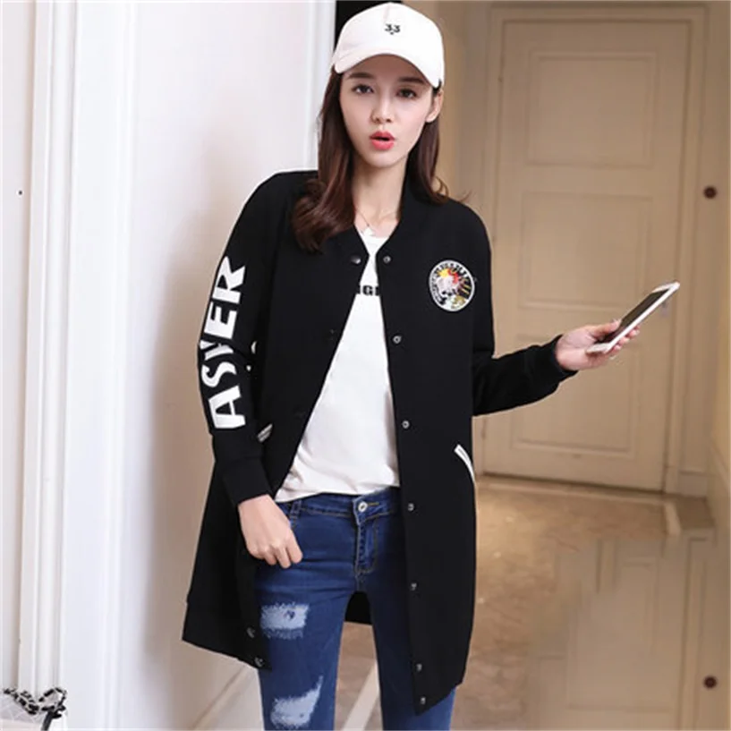 Women's fashion new Korean letters printed long section of the Spring and Autumn Slim baseball clothes casual windbreaker TB1830
Women's fashion new Korean letters printed long section of the Spring and Autumn Slim baseball clothes casual windbreaker TB1830