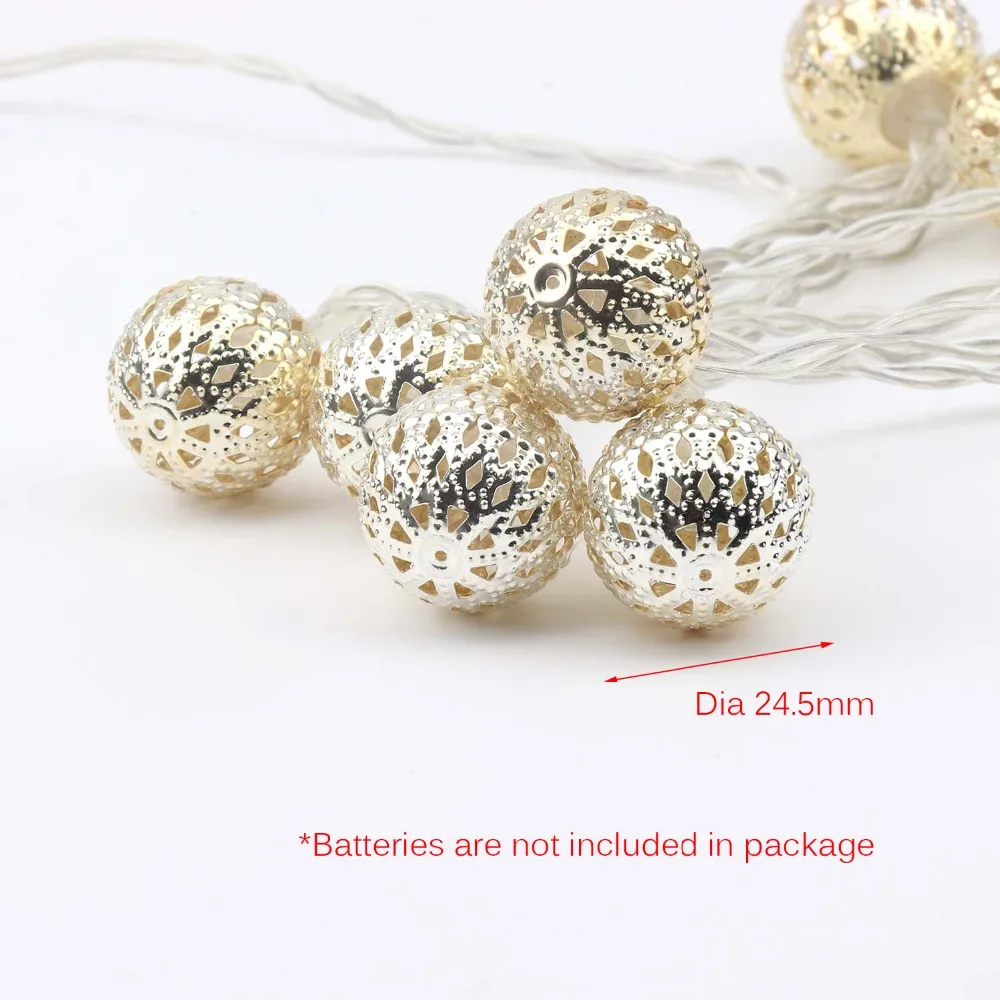 Metal Festoon Ball Garland 20LED String Light Battery Powered Fairy Wedding Outdoor Party Christmas Holiday Decorative Lights JL
Metal Festoon Ball Garland 20LED String Light Battery Powered Fairy Wedding Outdoor Party Christmas Holiday Decorative Lights JL