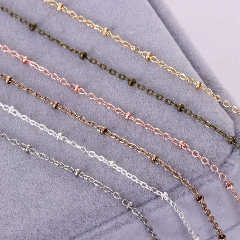 

Rose Gold 2.4mm Copper Beads Link Chains Handmade Jewelry Chain Making Findings Component DIY Accessories 20m/roll Wholesale