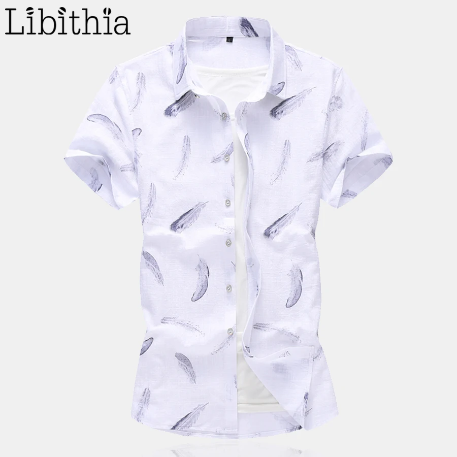 Men Linen Cotton Shirts Casual Feather Print Short Sleeve Shirts Summer 2019 Big Size M-7XL Blue Red Clothes Male A40
Men Linen Cotton Shirts Casual Feather Print Short Sleeve Shirts Summer 2019 Big Size M-7XL Blue Red Clothes Male A40