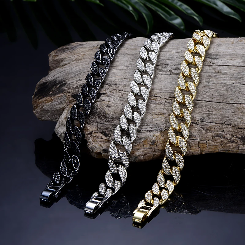 Men's Iced Out Miami Cuban Bracelet Luxury Rhinestone Fashion link chain Bracelets & Bangles Gold Color Hip Hop Men Jewelry
Men's Iced Out Miami Cuban Bracelet Luxury Rhinestone Fashion link chain Bracelets & Bangles Gold Color Hip Hop Men Jewelry